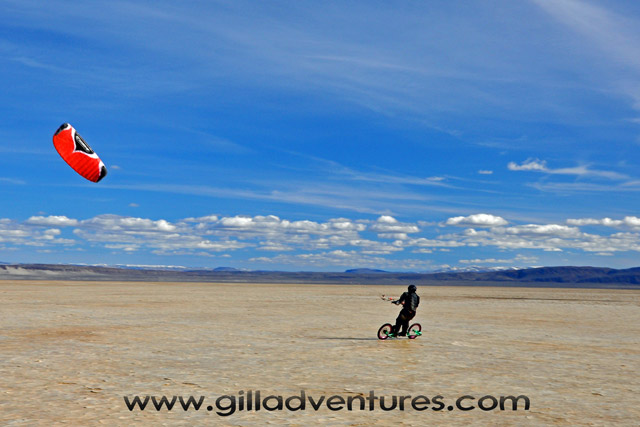Kiteboard with wheels on the Alvord Desert