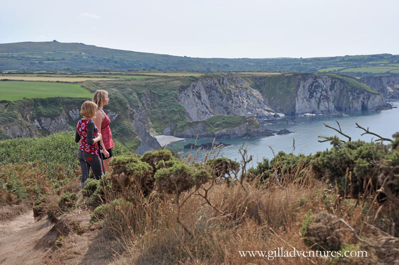 The girls looking west from Dinas Island. 
