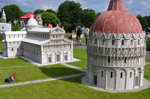Mini Europe Diorama of the Baptistry and Cathedral at Pisa