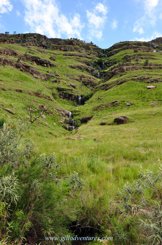 Sani-Pass_2 A waterfall on the wall of the canyon leading to Sani Pass