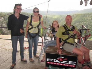 On the bridge together before John and Hannah bungy jump, during our trip around the world as a family.